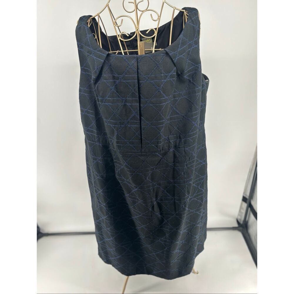 Taylor Woman Plus Sleeveless Sheath Dress Geometric Print Size 20W Navy Black